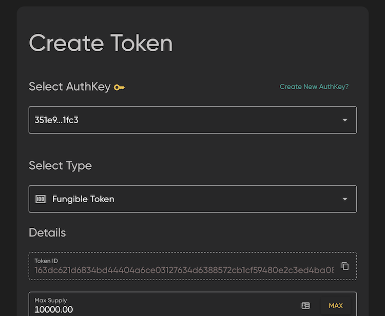 Token Creation Interface