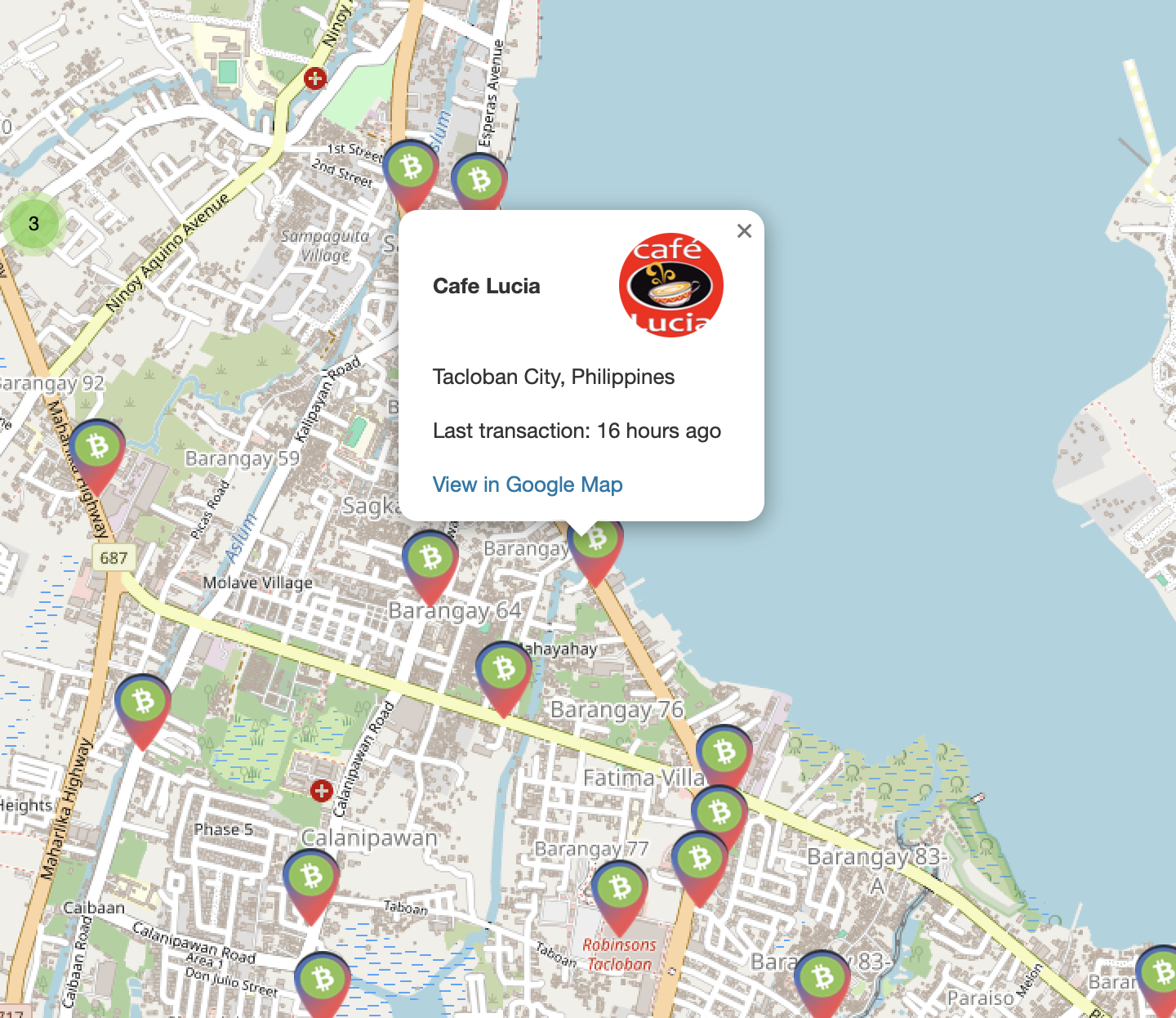 Paytaca Merchant Map Interface
